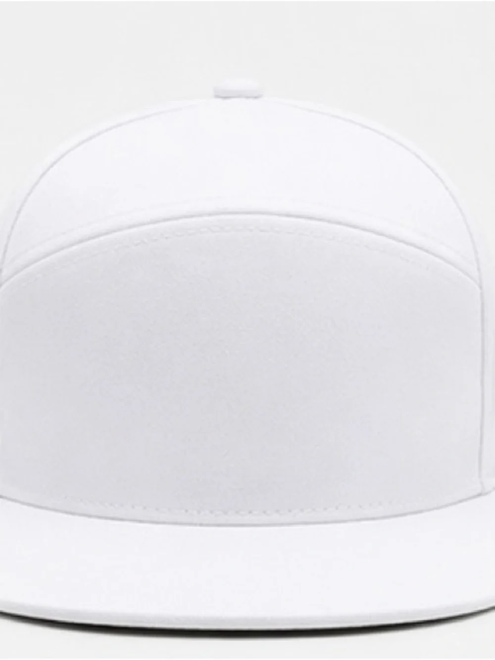 White Blank Flat Bill Snapback Hat High Profile 6 Panel Adjustable Cap